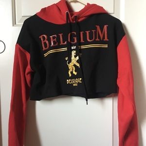 black & red cropped hoodie